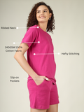 Regular Co-ord Set-Solid | 100% Cotton – Women | Pretty Pink