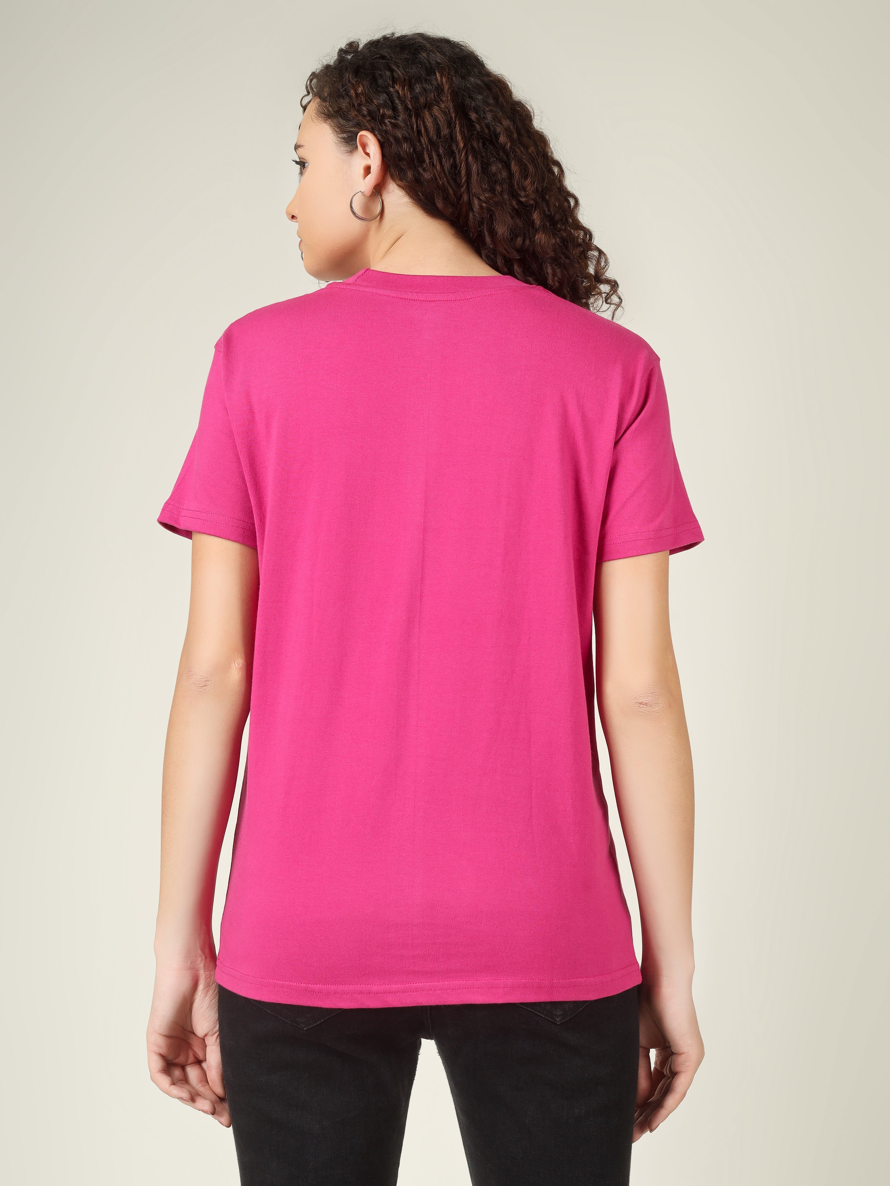 100% Cotton Solid T-Shirt – Women | Pretty Pink