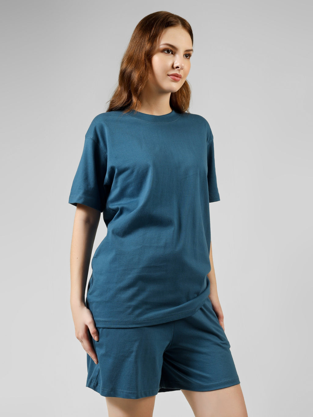 Regular Co-ord Set-Solid | 100% Cotton – Women | Tasty Teal