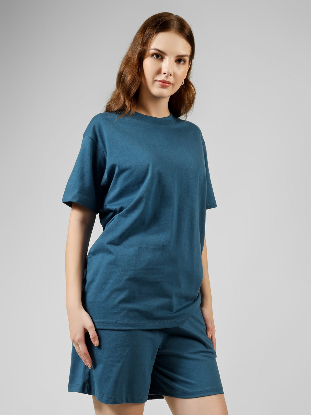 Regular Co-ord Set-Solid | 100% Cotton – Women | Tasty Teal