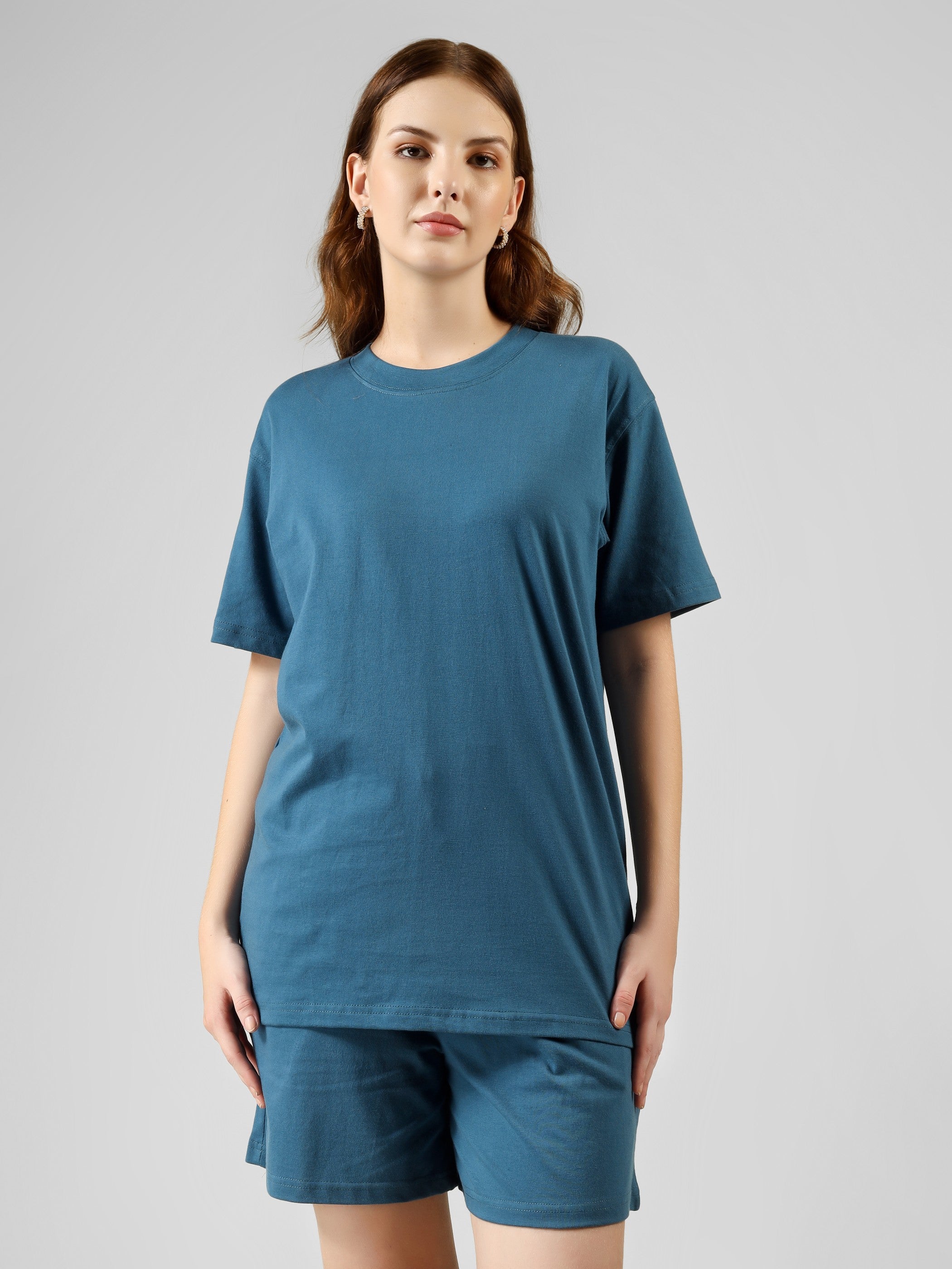 Regular Co-ord Set-Solid | 100% Cotton – Women | Tasty Teal