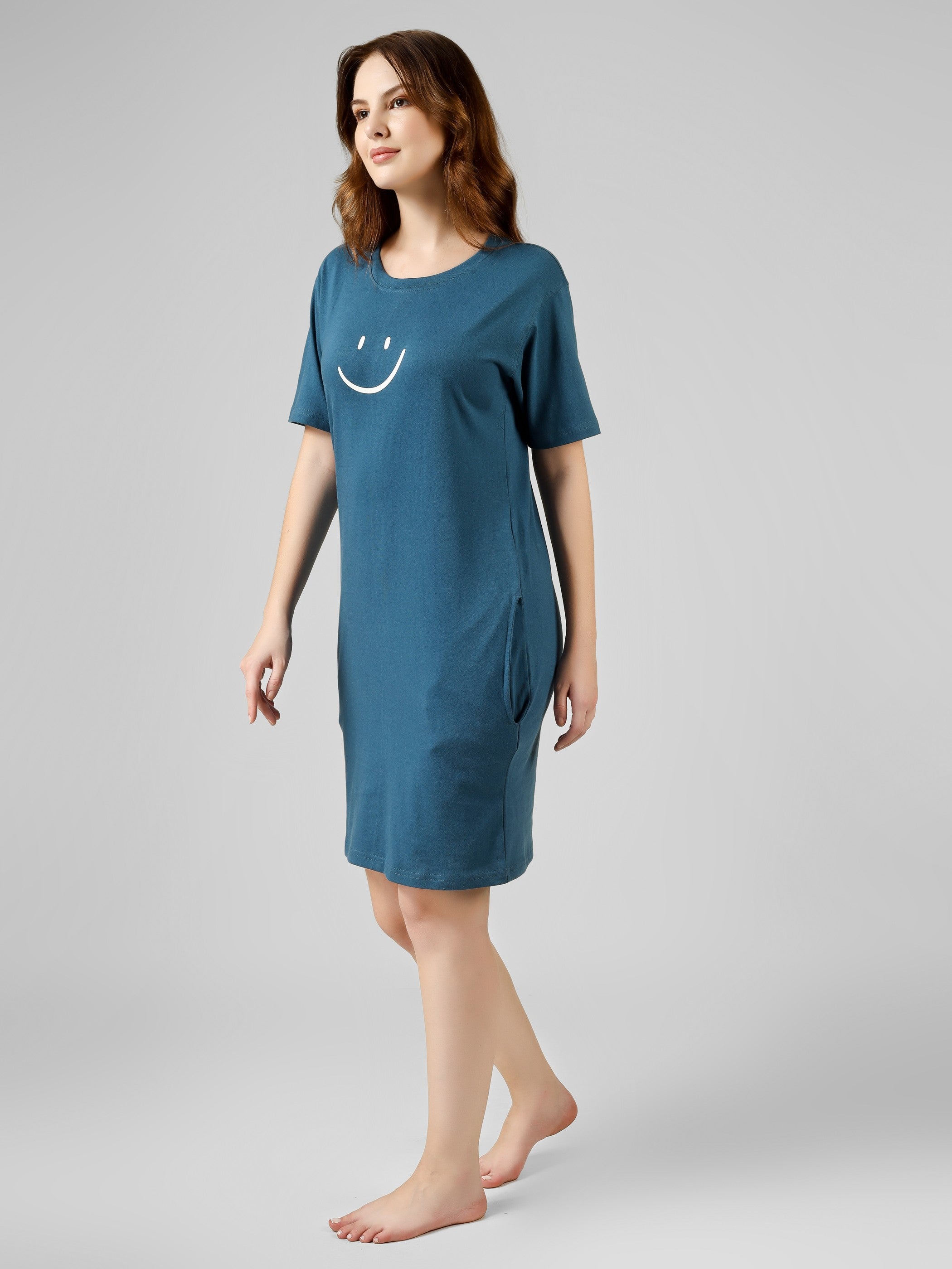 T-Shirt Dress | 100% Cotton – Women | Tasty Teal