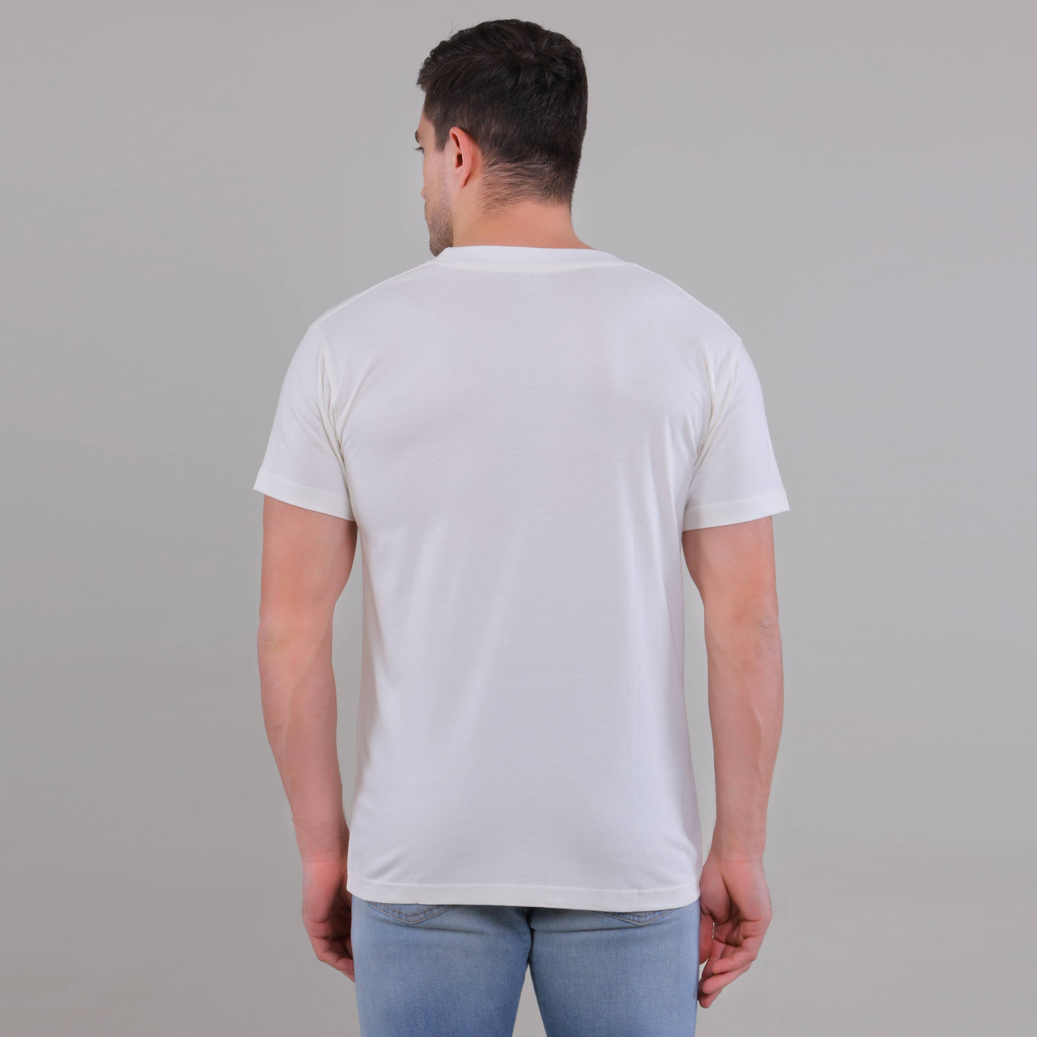 100% Cotton Solid T-Shirt – Men | Moon White