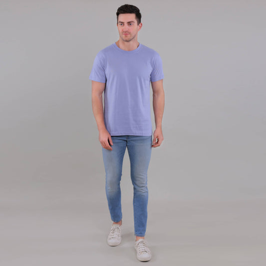 100% Cotton Solid T-Shirt – Men | Blissful Blue