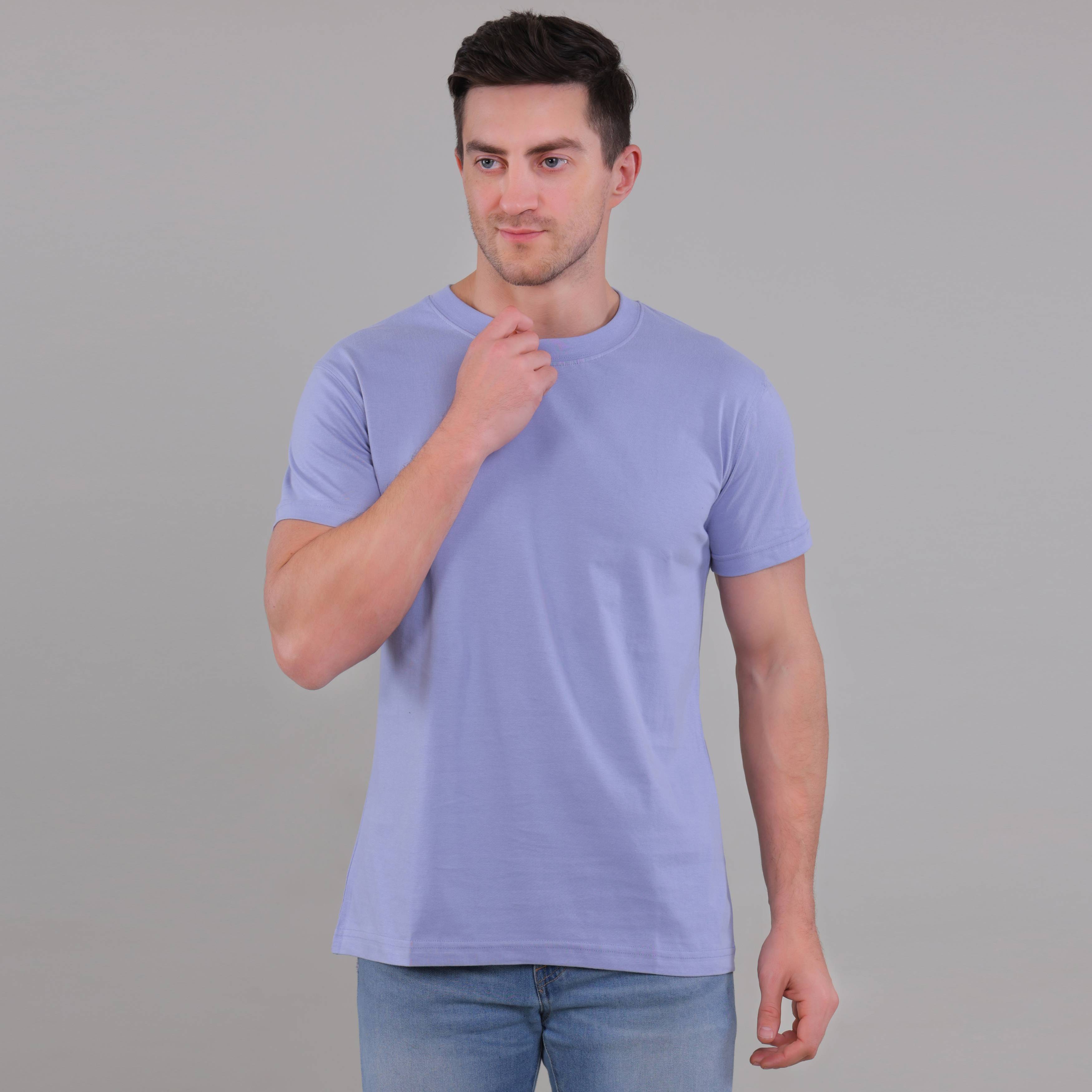 100% Cotton Solid T-Shirt – Men | Blissful Blue