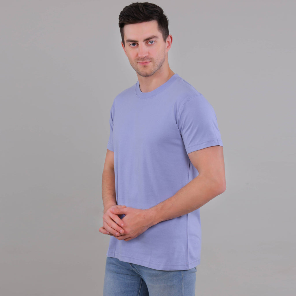 100% Cotton Solid T-Shirt – Men | Blissful Blue