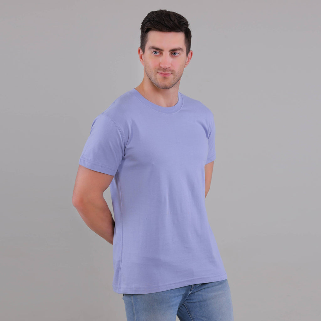 100% Cotton Solid T-Shirt – Men | Blissful Blue