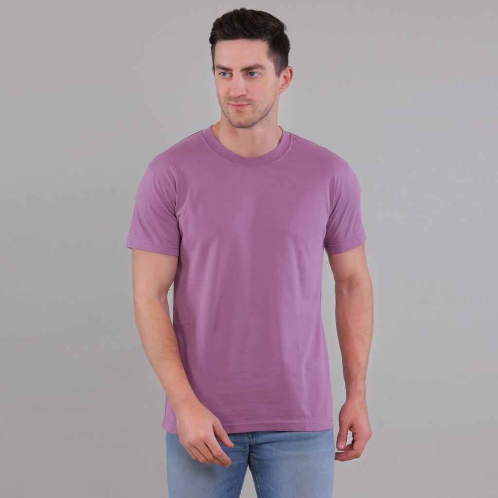 100% Cotton Solid T-Shirt – Men | Lovely Lavender