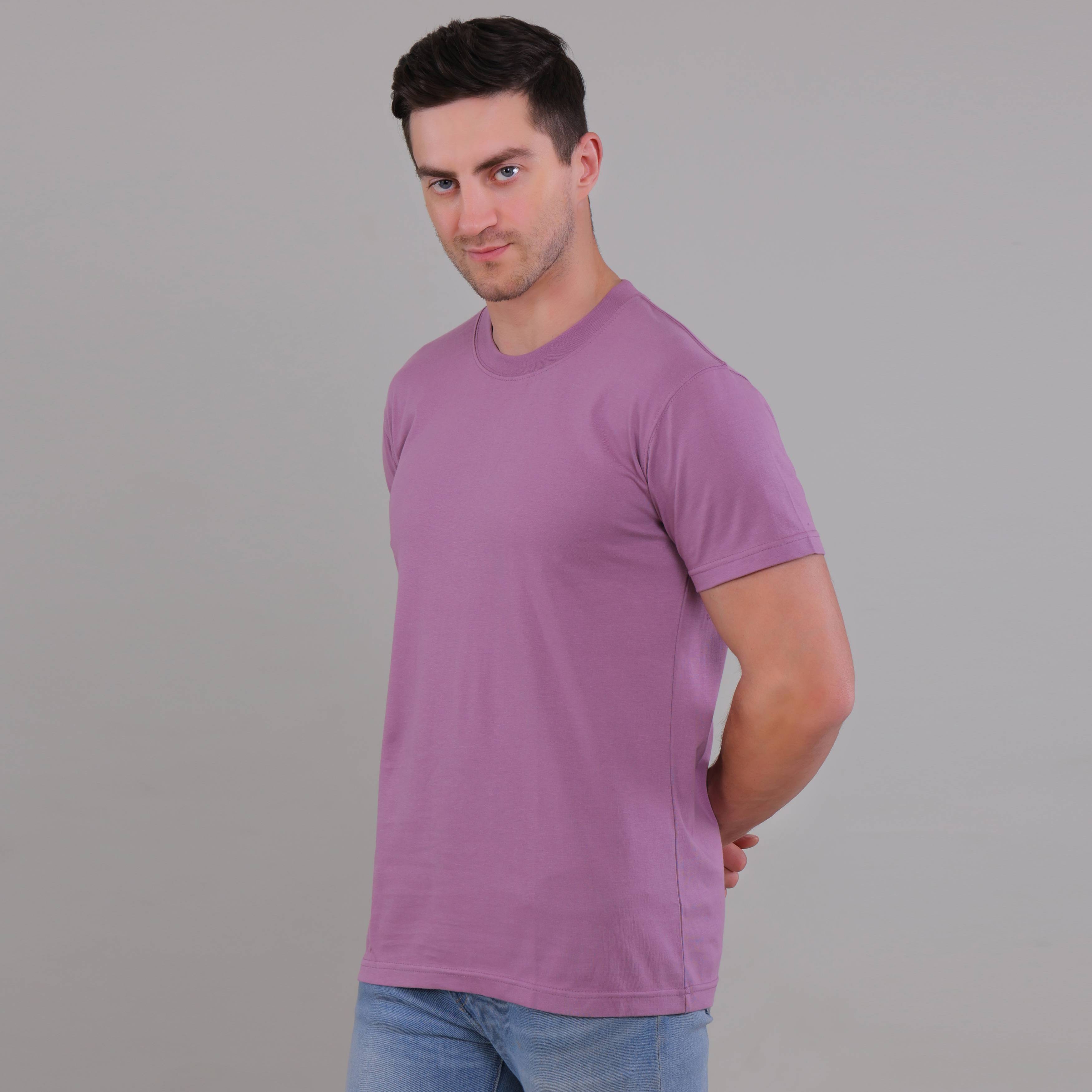 100% Cotton Solid T-Shirt – Men | Lovely Lavender