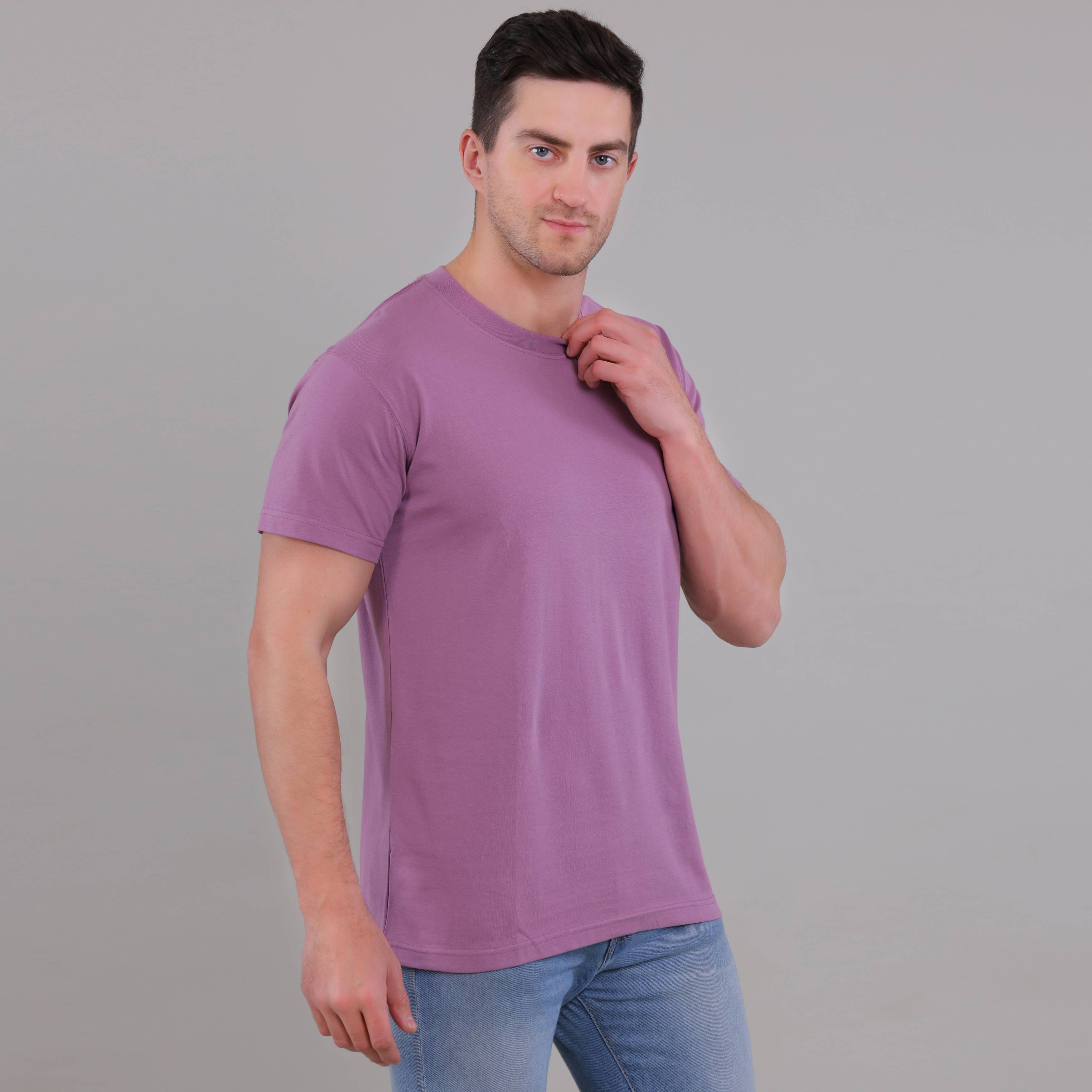 100% Cotton Solid T-Shirt – Men | Lovely Lavender