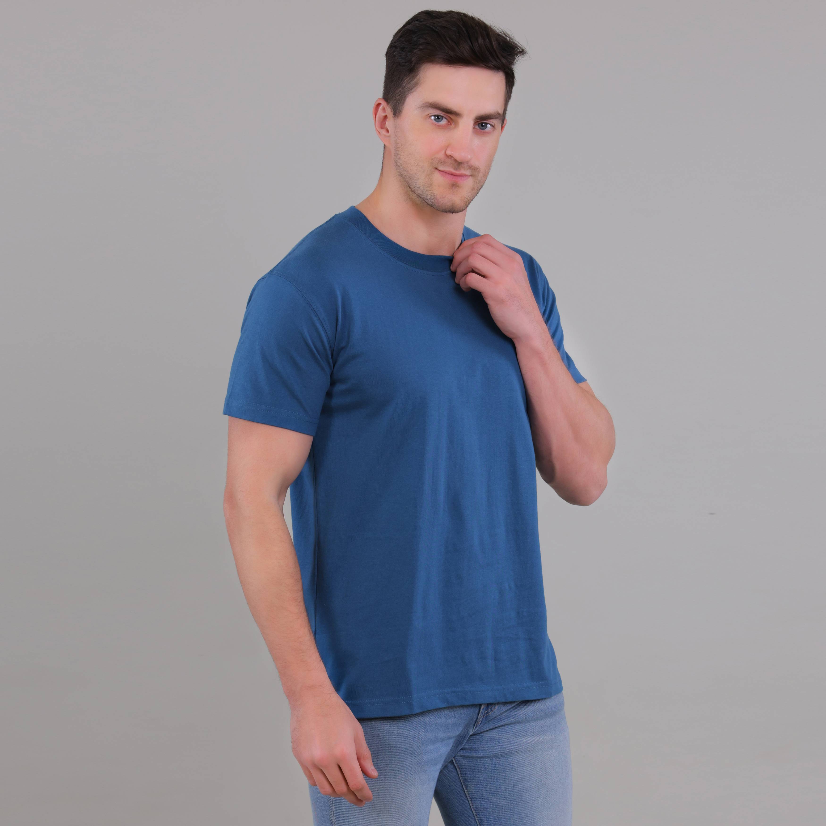 100% Cotton Solid T-Shirt – Men | Tasty Teal