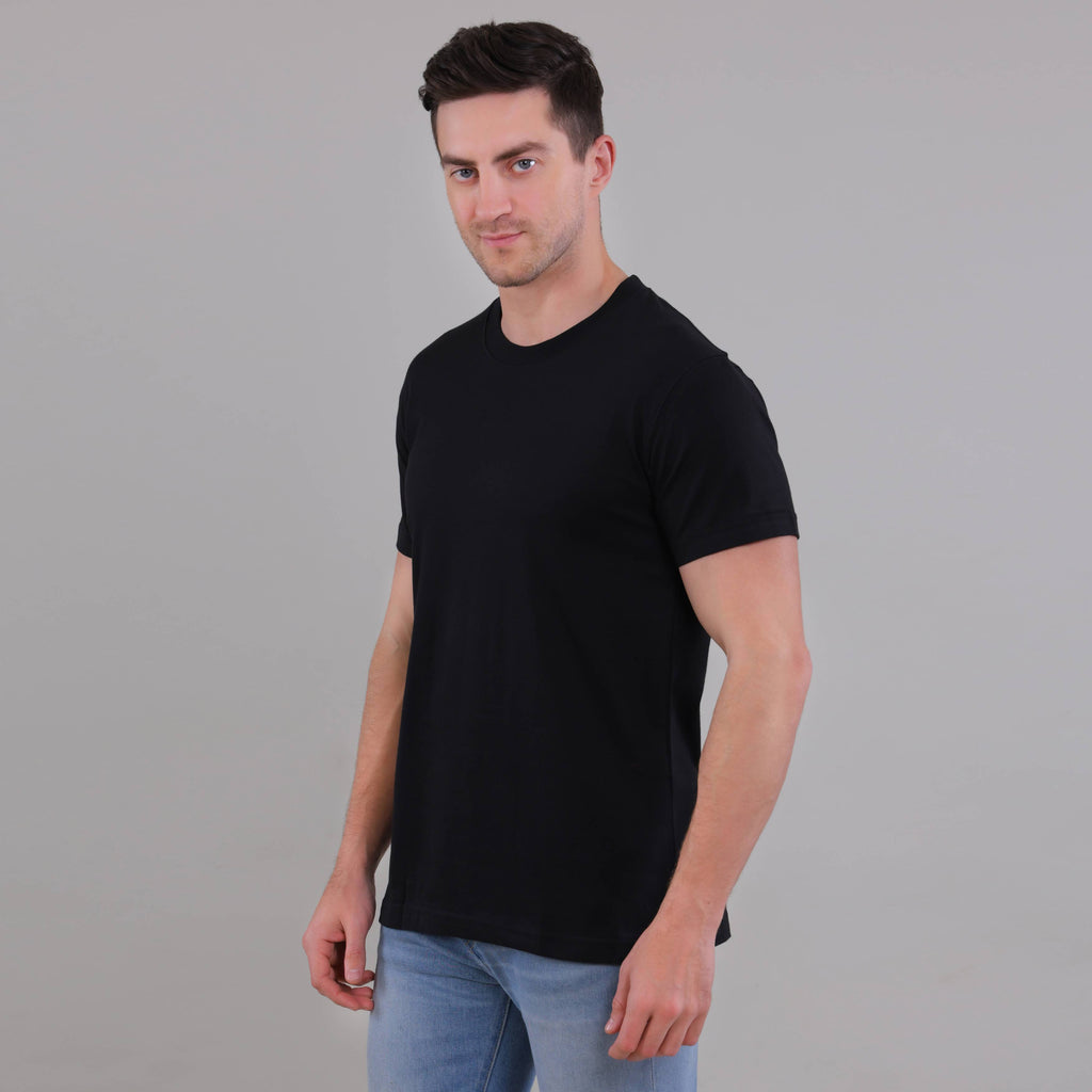 100% Cotton Solid T-Shirt – Men | Midnight Black