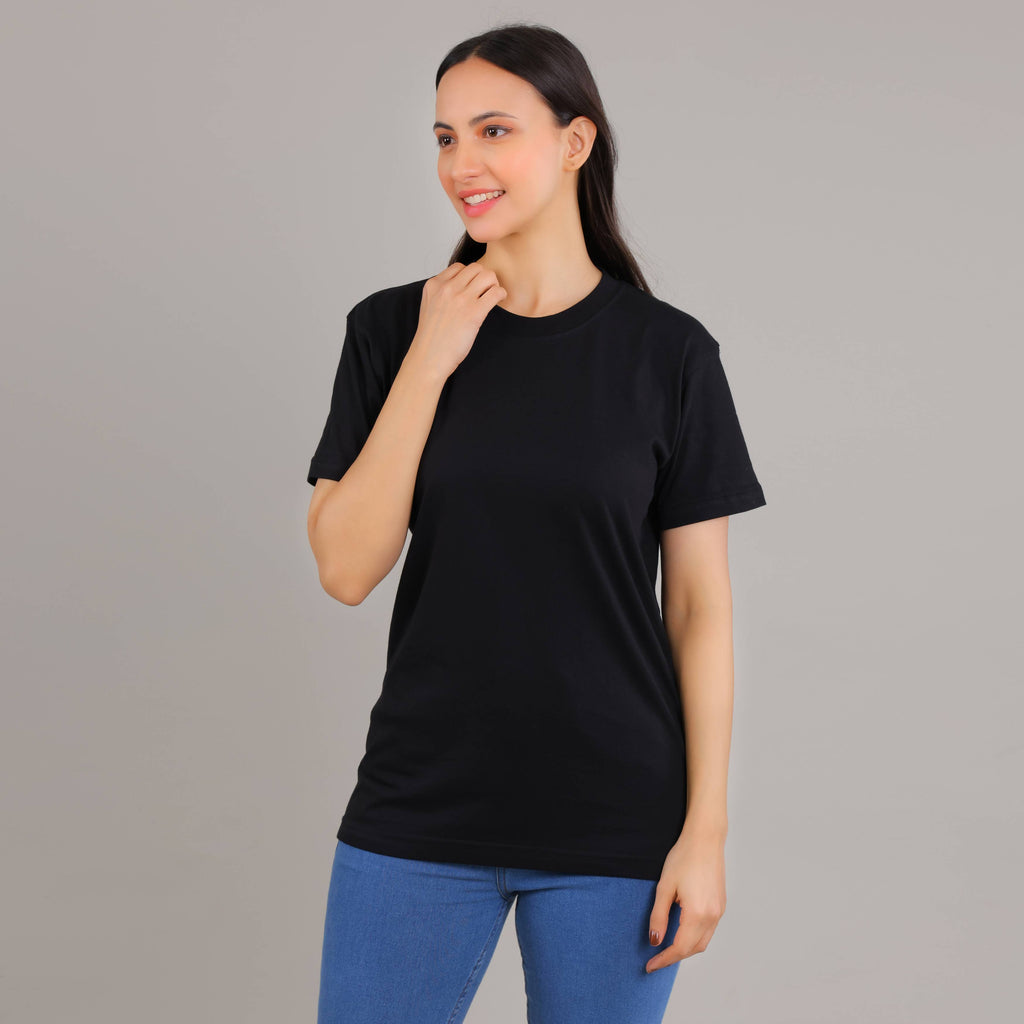 100% Cotton Solid T-Shirt – Women | Midnight Black