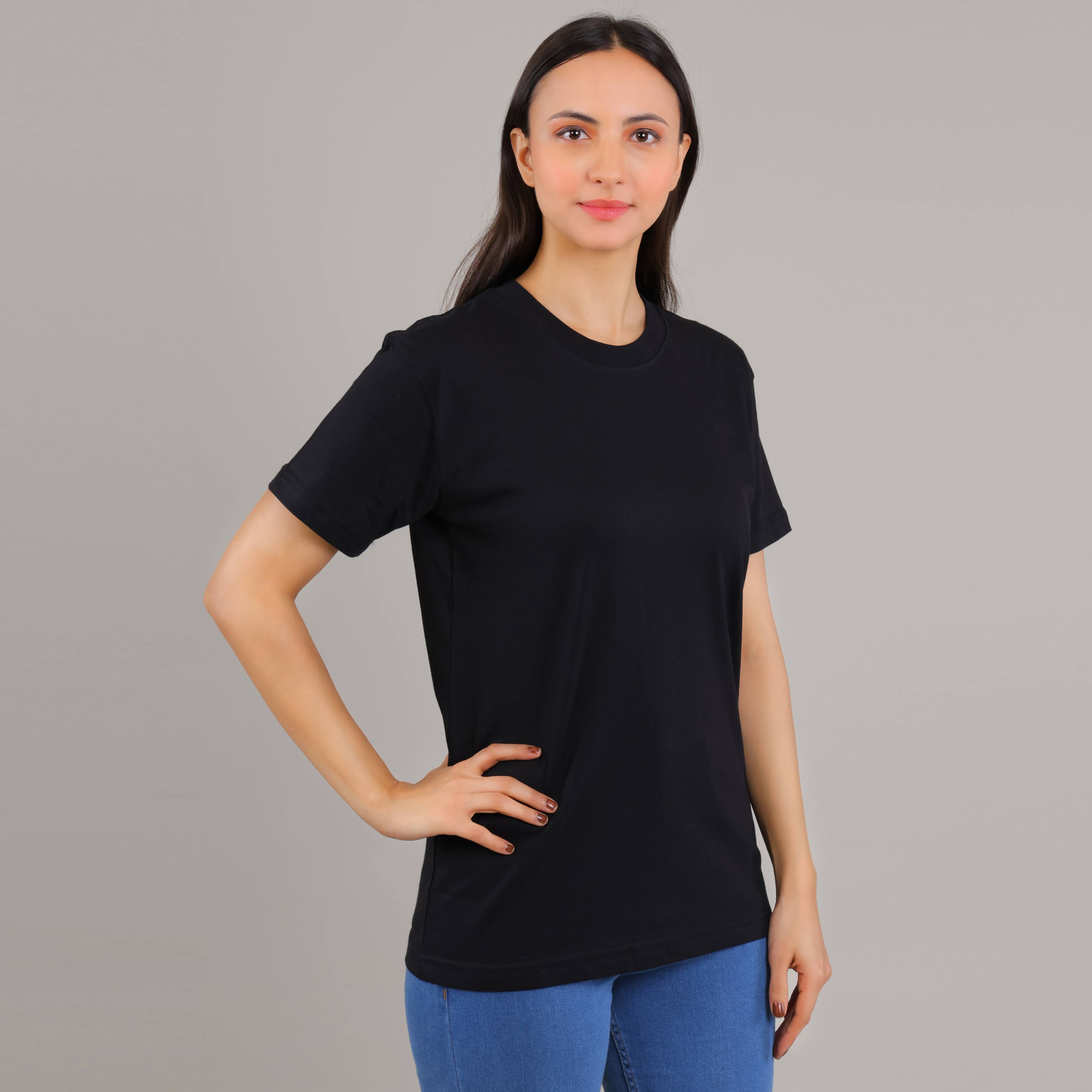 100% Cotton Solid T-Shirt – Women | Midnight Black
