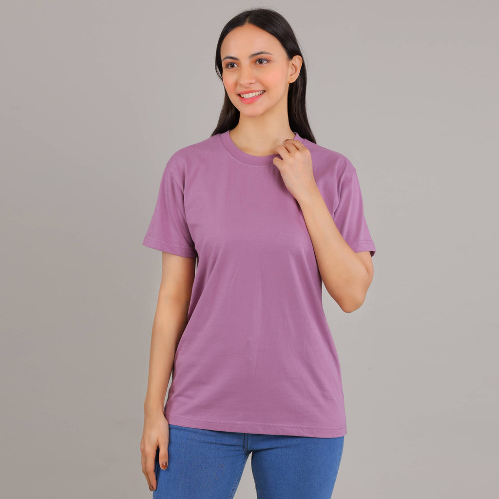 100% Cotton Solid T-Shirt – Women | Lovely Lavender
