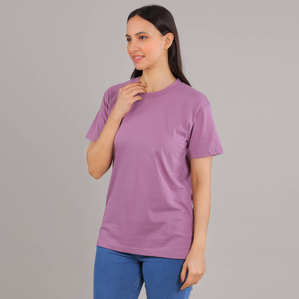 100% Cotton Solid T-Shirt – Women | Lovely Lavender
