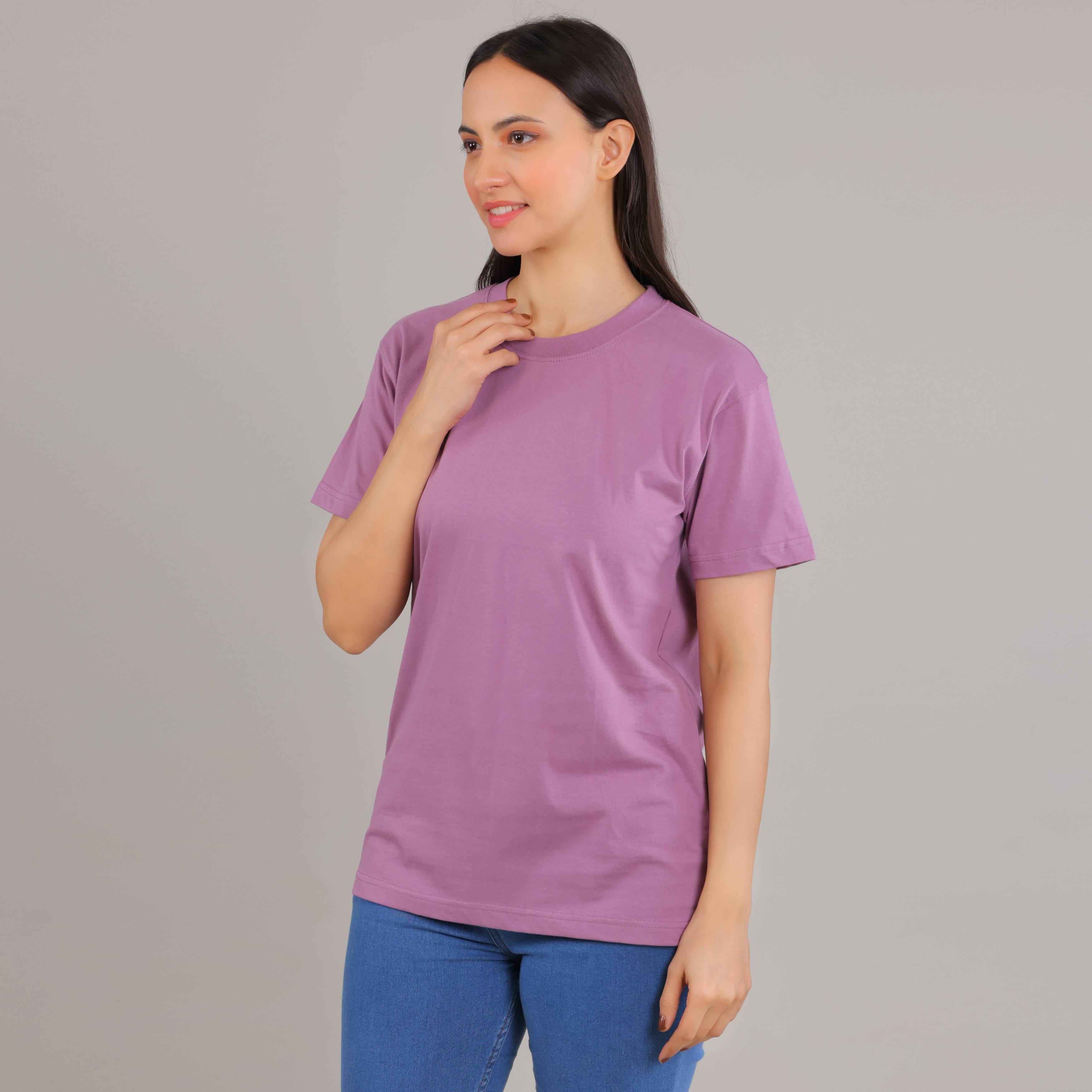100% Cotton Solid T-Shirt – Women | Lovely Lavender