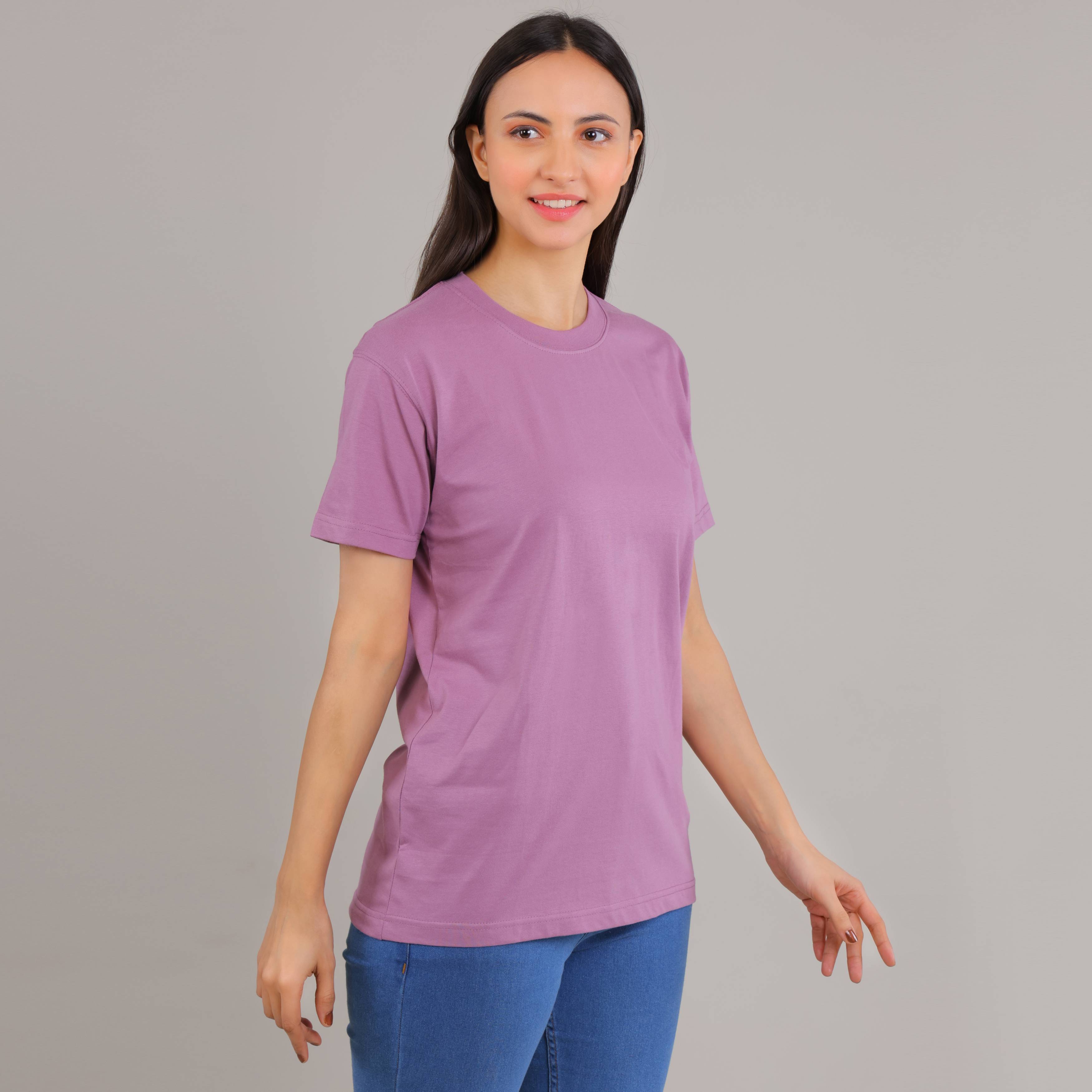 100% Cotton Solid T-Shirt – Women | Lovely Lavender