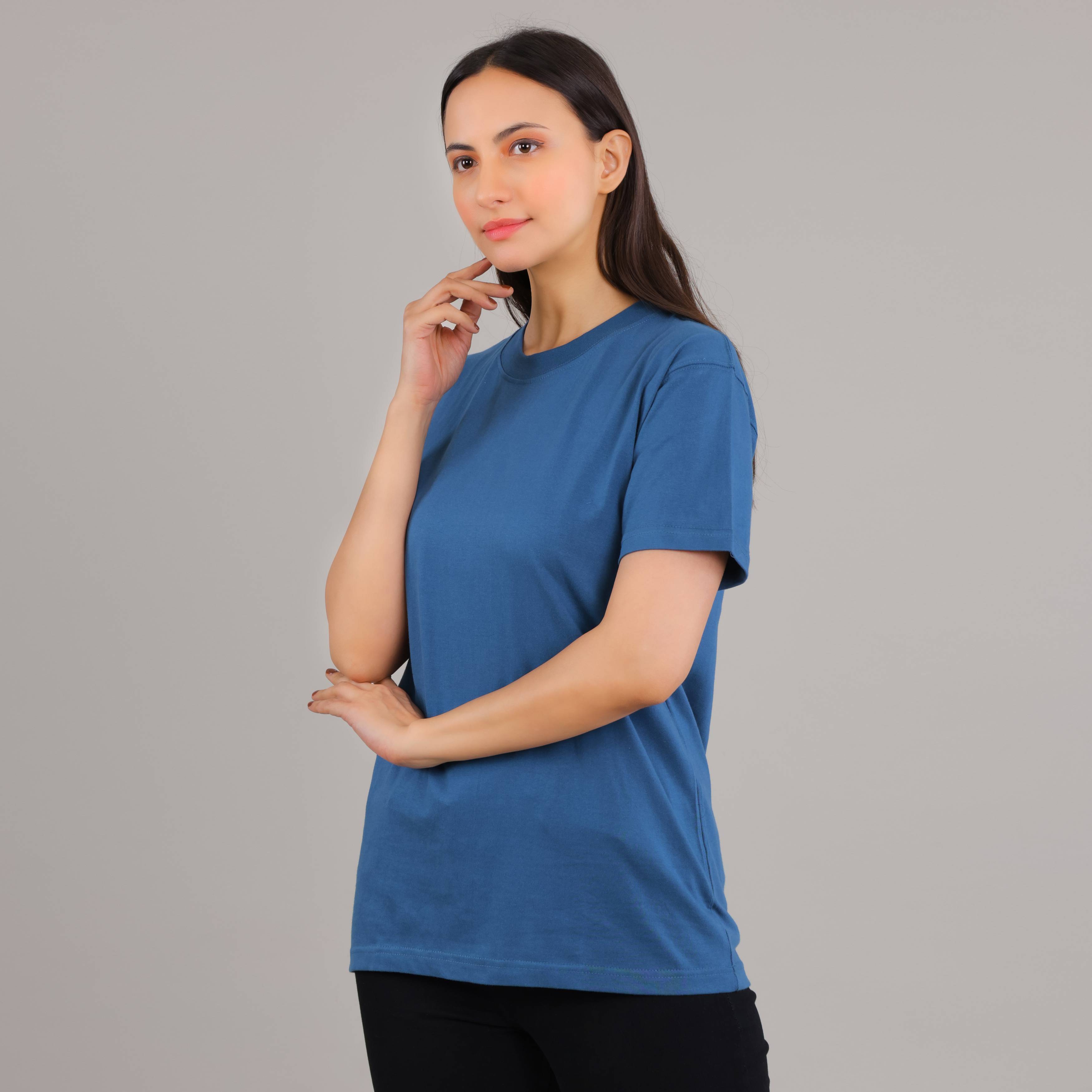 100% Cotton Solid T-Shirt – Women | Tasty Teal