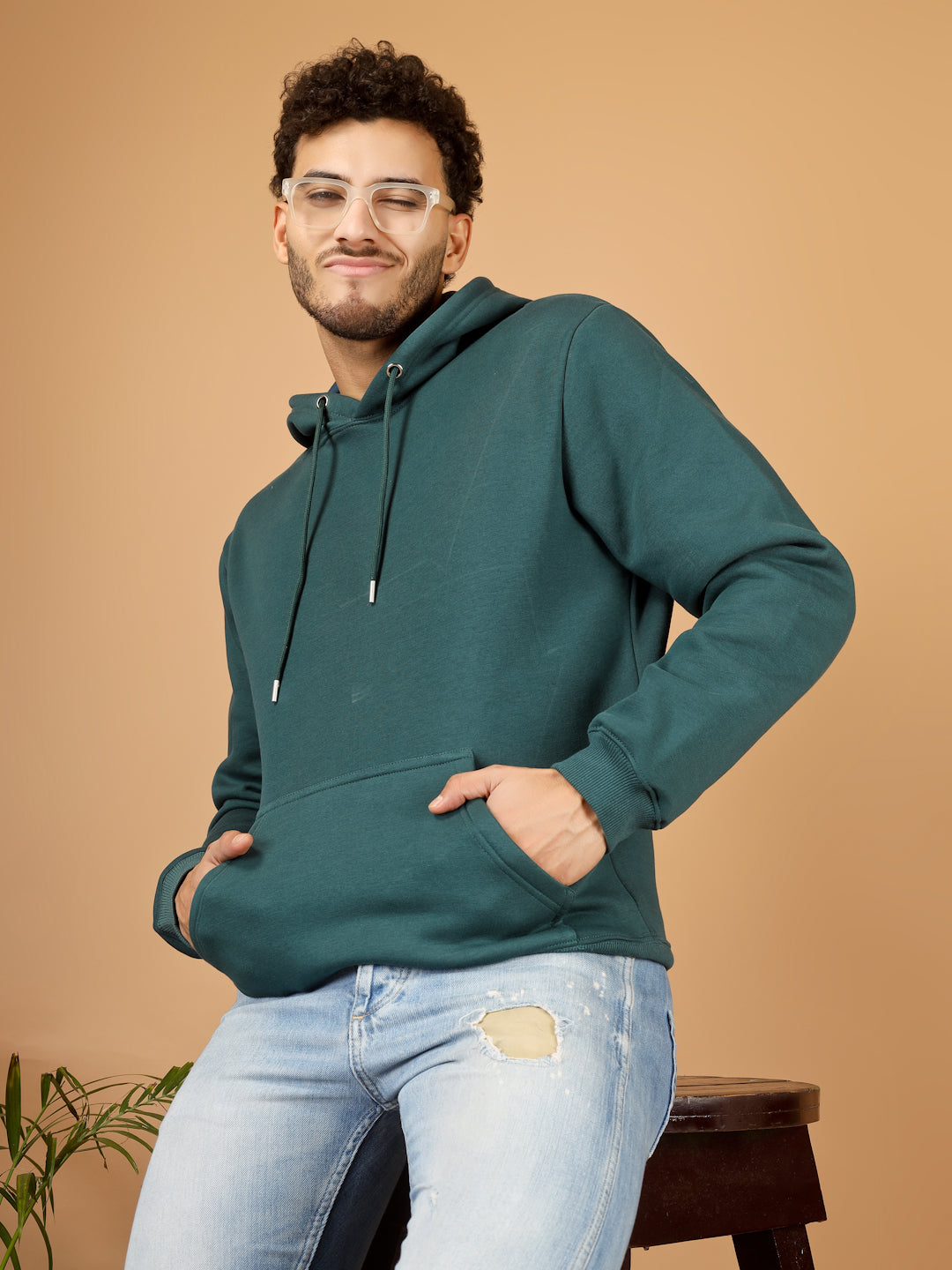 Solid Winter Hoodie – Men | Sea Green | Warm & Stylish Pullover Sweatshirt