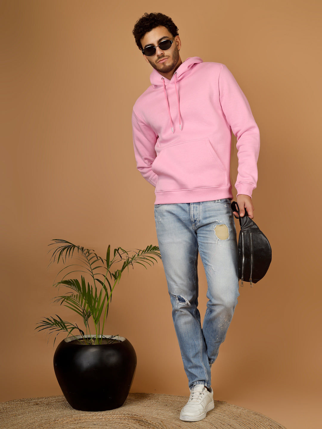 Solid Winter Hoodie – Men | Pretty Peach | Warm & Stylish Pullover Sweatshirt