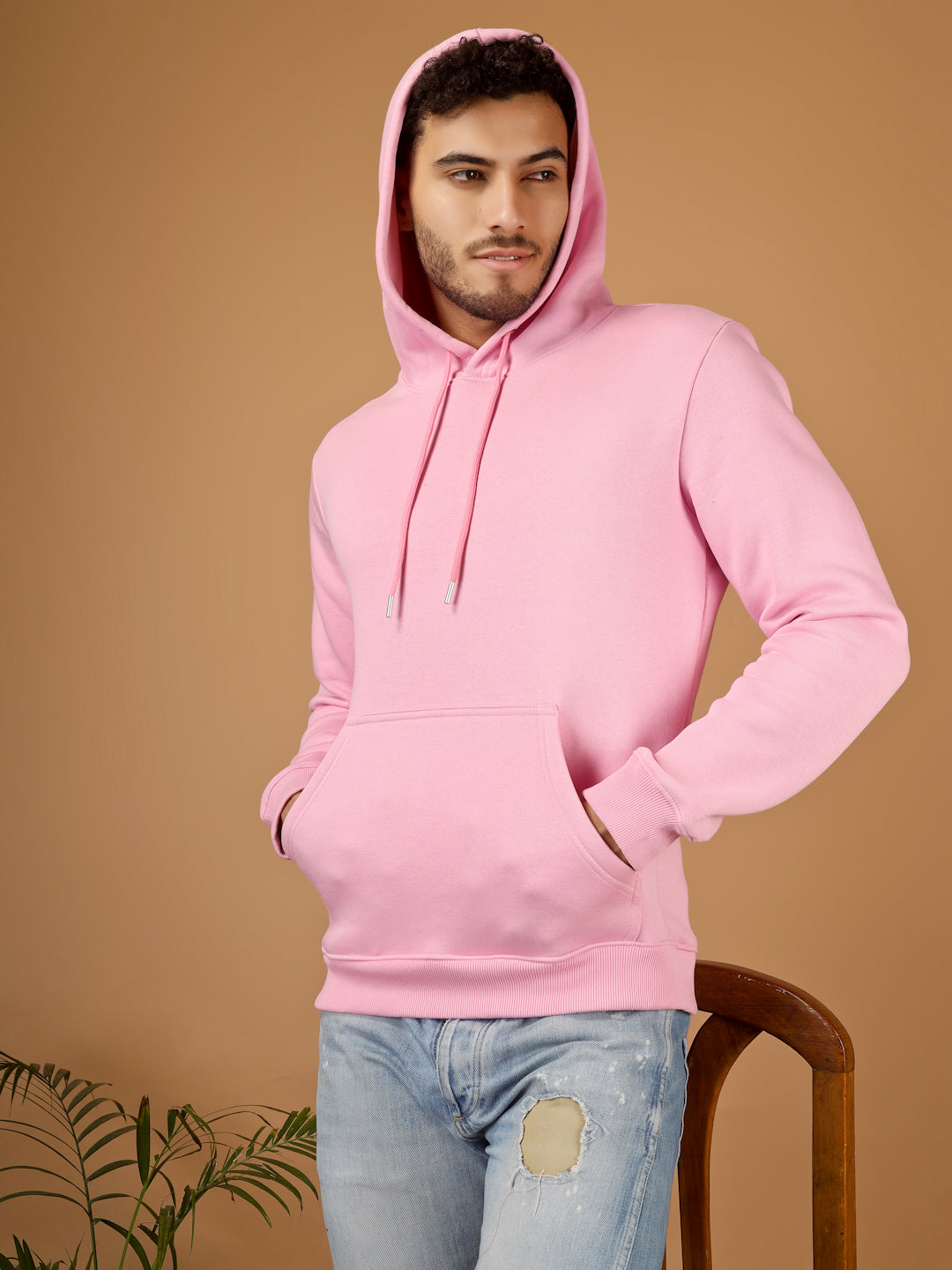 Solid Winter Hoodie – Men | Pretty Peach | Warm & Stylish Pullover Sweatshirt