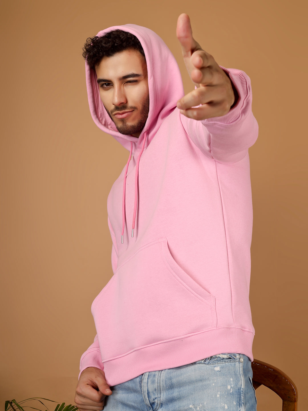 Solid Winter Hoodie – Men | Pretty Peach | Warm & Stylish Pullover Sweatshirt