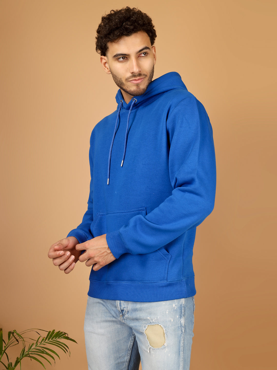 Solid Winter Hoodie – Men | Bright Blue | Warm & Stylish Pullover Sweatshirt