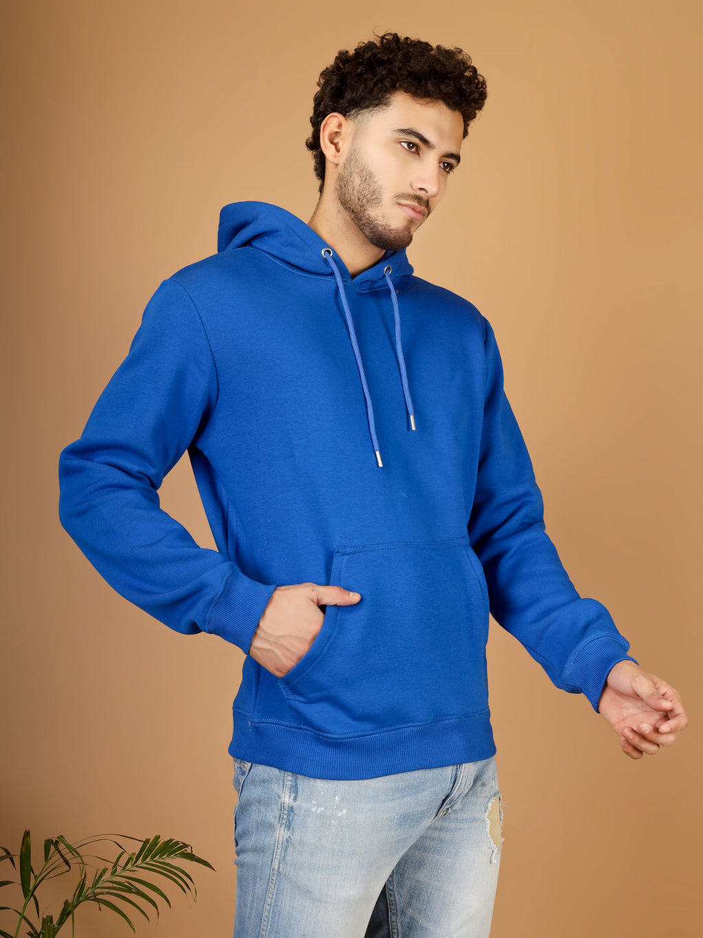 Solid Winter Hoodie – Men | Bright Blue | Warm & Stylish Pullover Sweatshirt