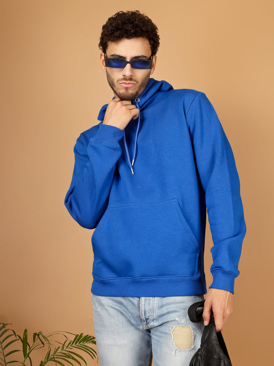 Solid Winter Hoodie – Men | Bright Blue | Warm & Stylish Pullover Sweatshirt