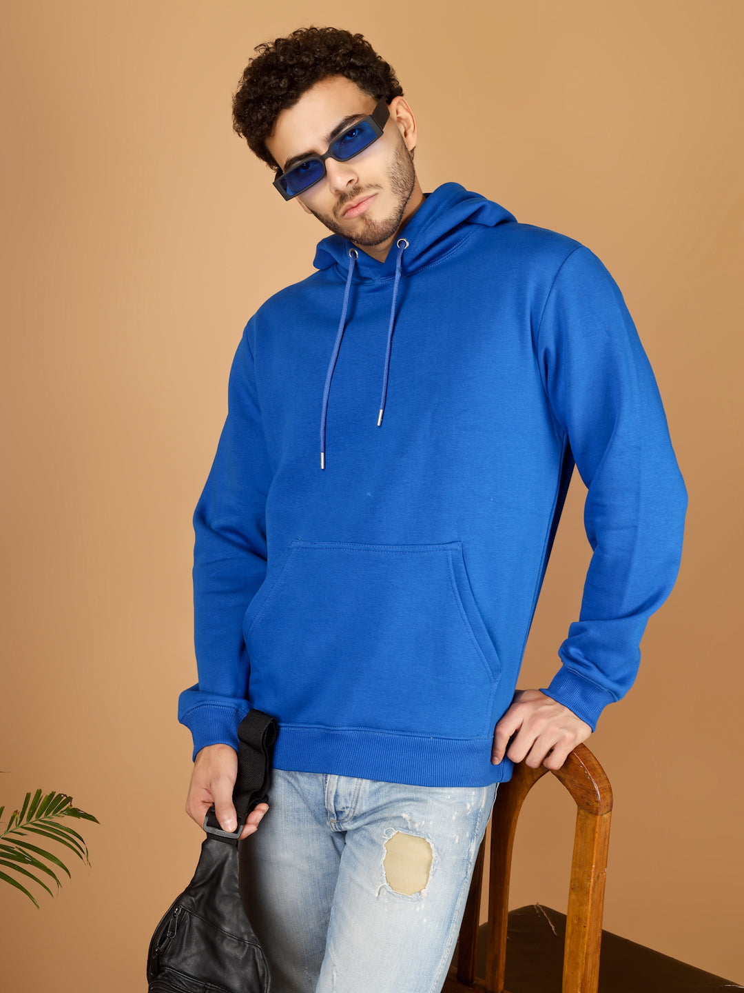 Solid Winter Hoodie – Men | Bright Blue | Warm & Stylish Pullover Sweatshirt
