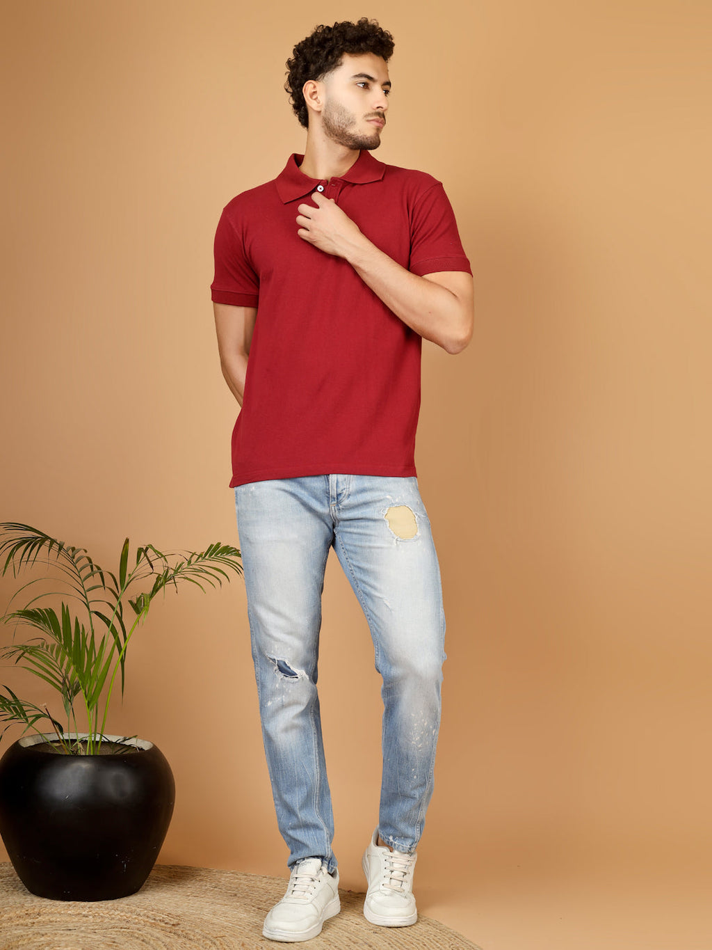Polo T-Shirt – Men | Moody Maroon | Casual & Smart Collared Tees
