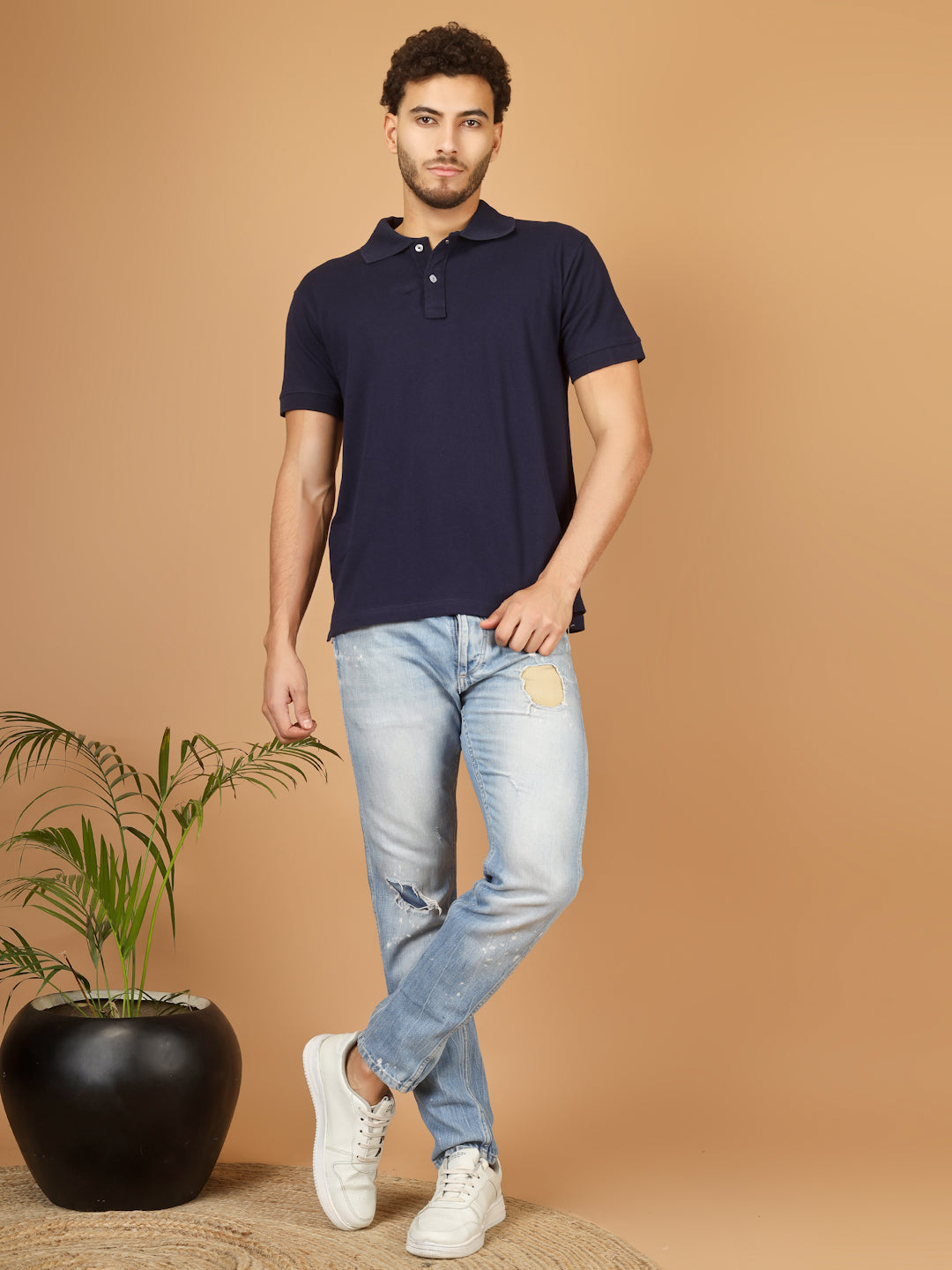 Polo T-Shirt – Men | Navy Blue | Casual & Smart Collared Tees