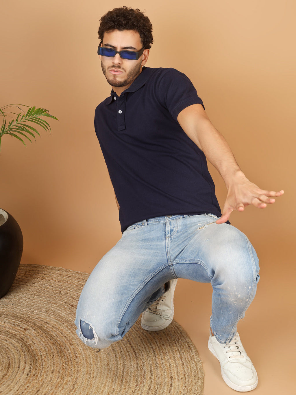 Polo T-Shirt – Men | Navy Blue | Casual & Smart Collared Tees