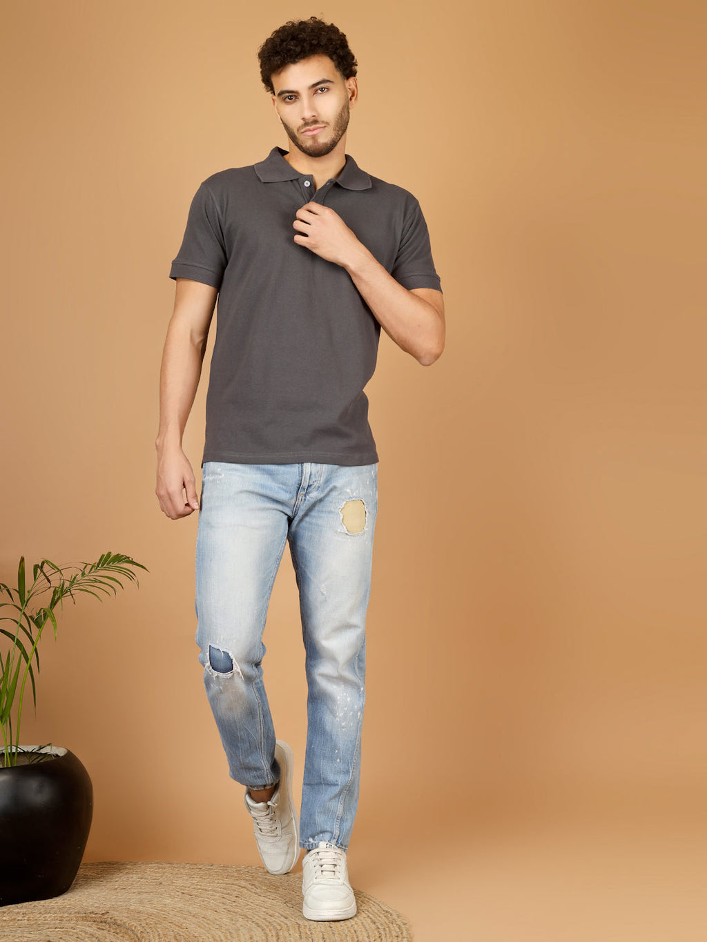 Polo T-Shirt – Men | Smokey Grey | Casual & Smart Collared Tees