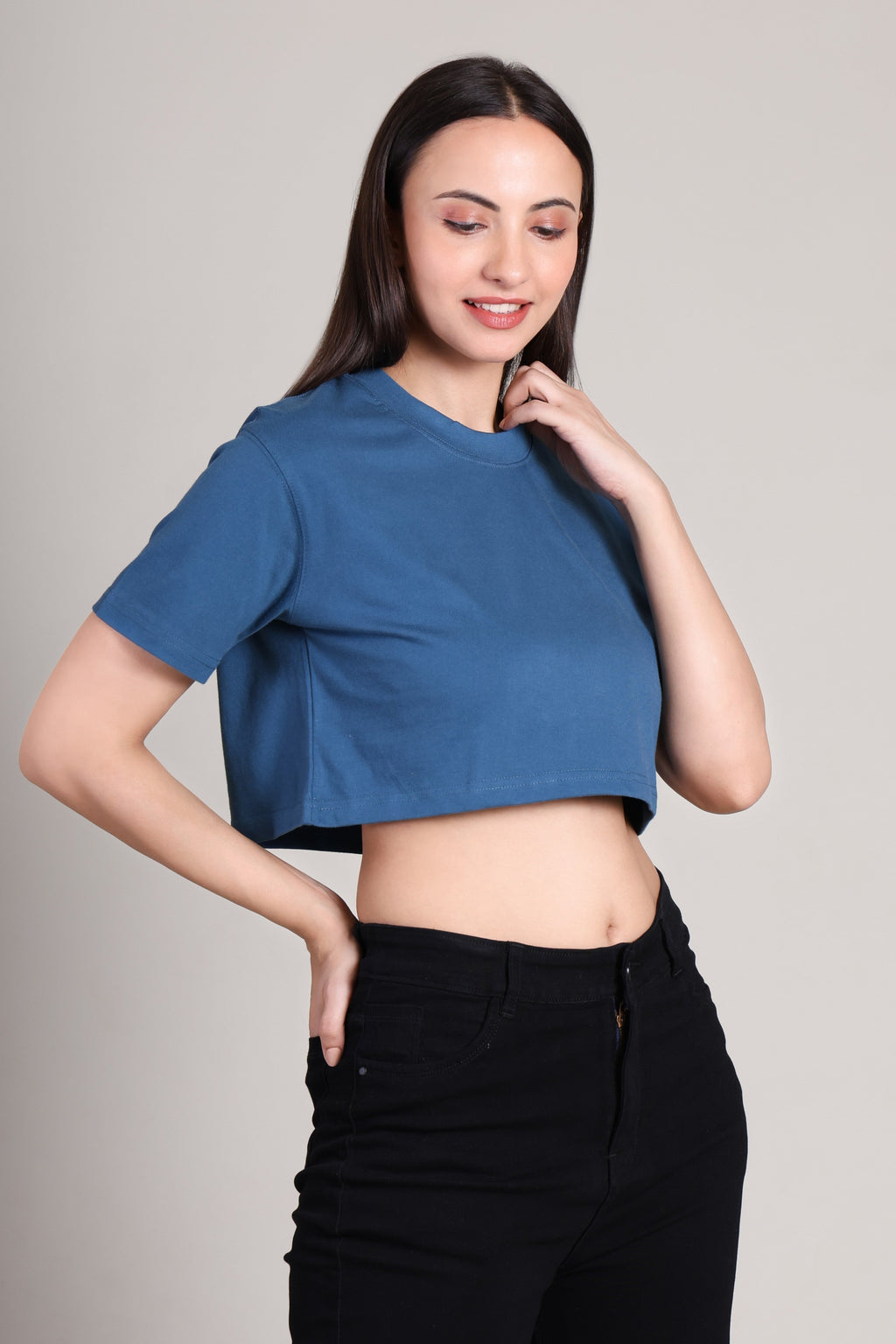 Crop Top -Solid | 100% Cotton – Women | Tasty Teal