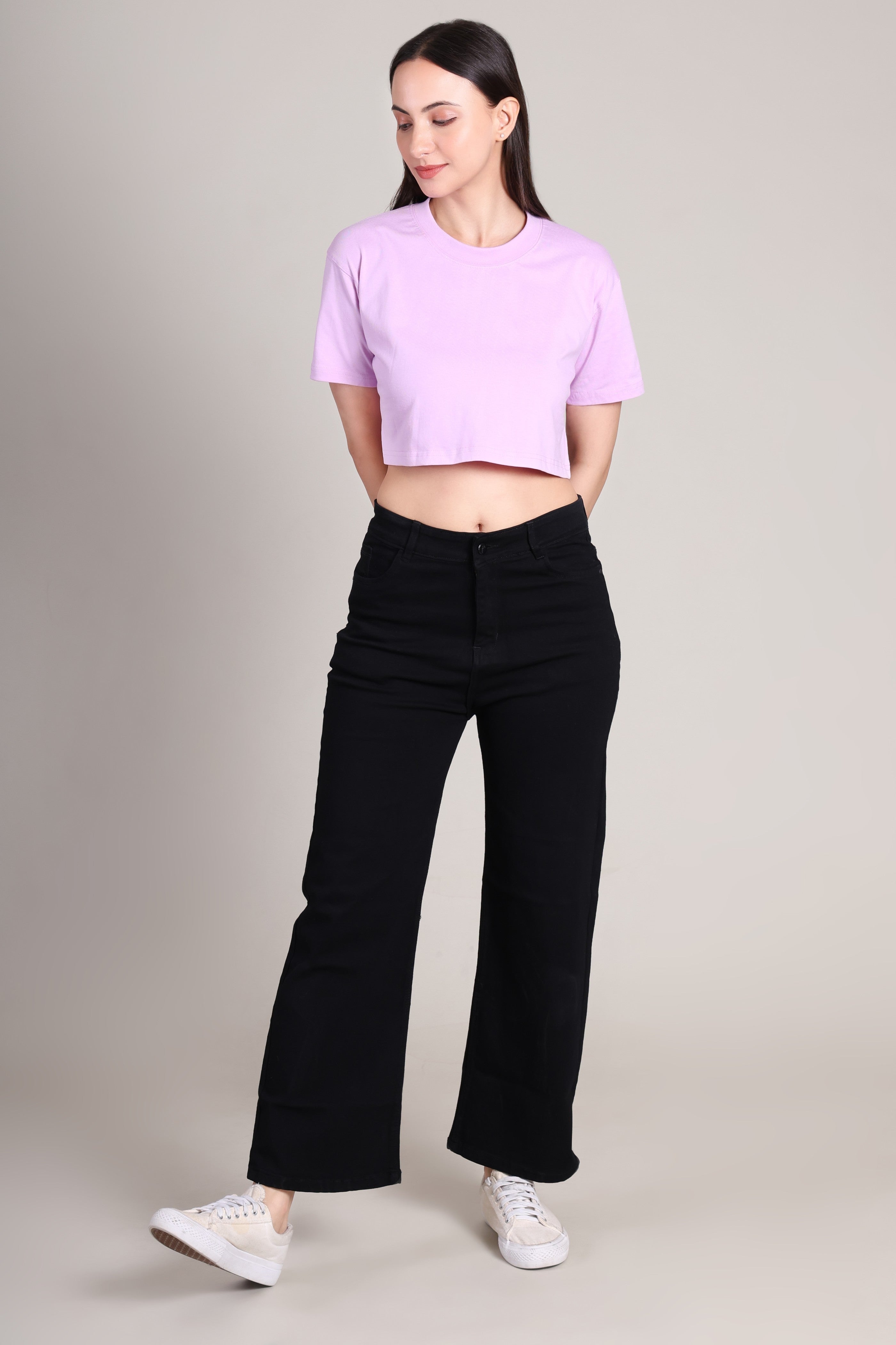 Crop Top -Solid | 100% Cotton – Women | Lovely Lavender