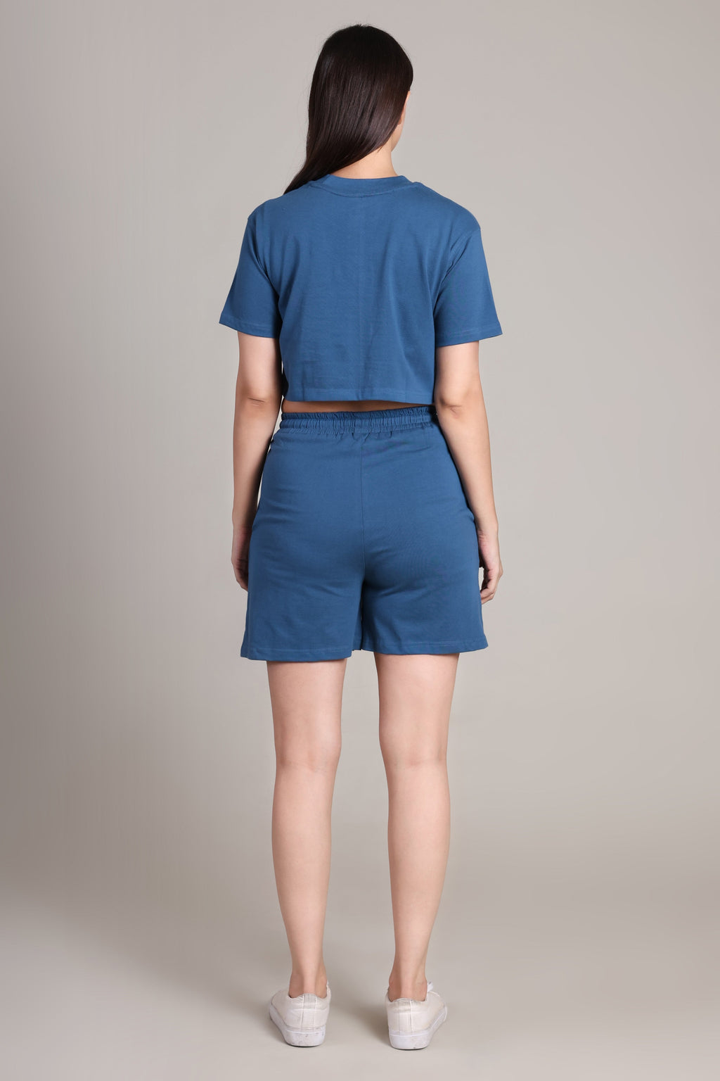 Crop Co-ord Set-Solid | 100% Cotton – Women | Tasty Teal