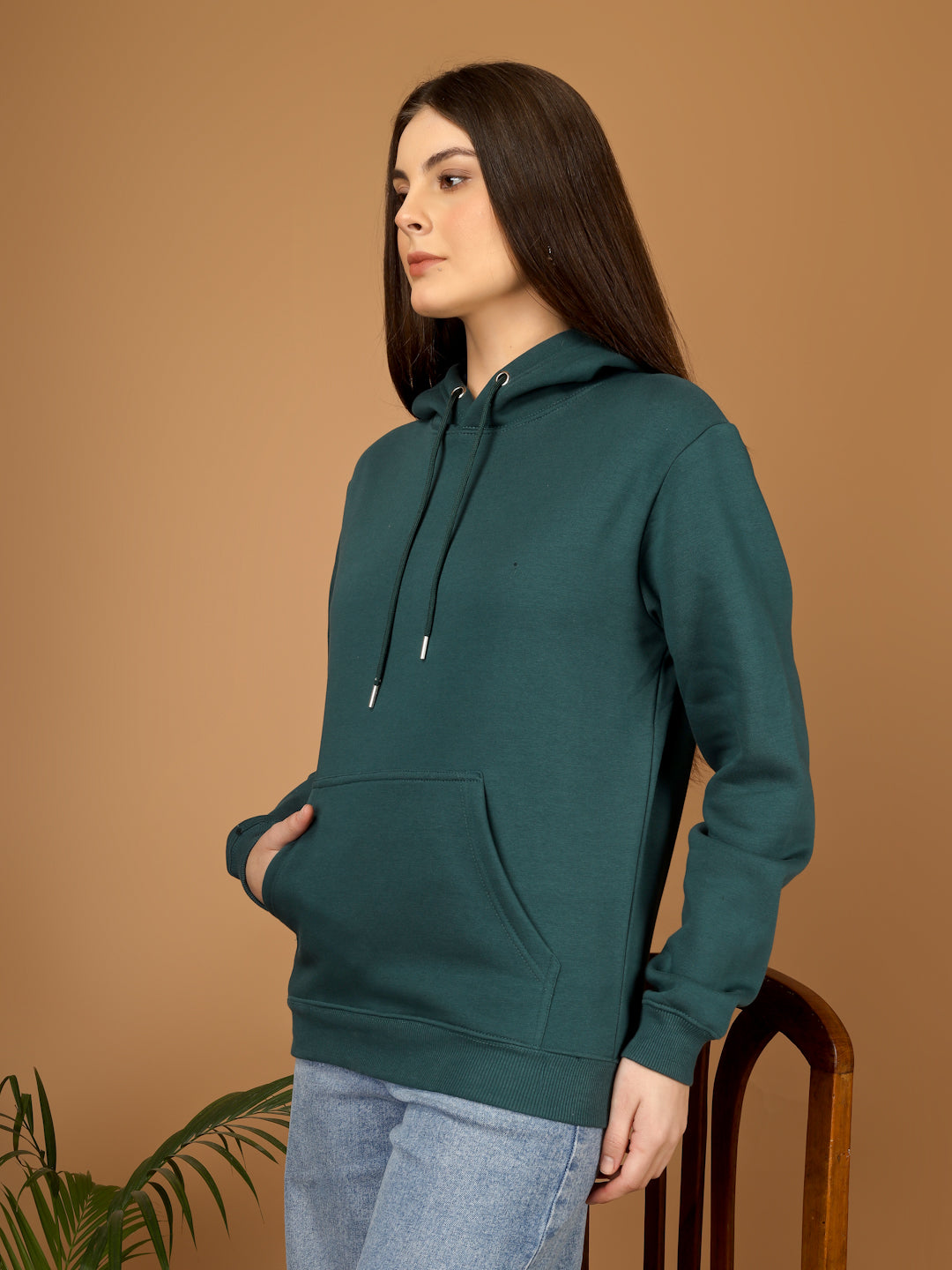 Solid Winter Hoodie – Women | Sea Green | Warm & Stylish Pullover Sweatshirt
