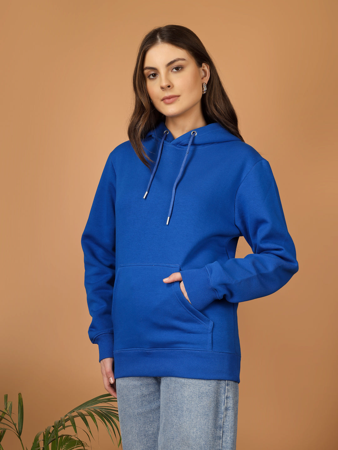 Solid Winter Hoodie – Women | Bright Blue | Warm & Stylish Pullover Sweatshirt