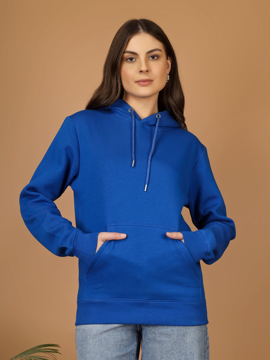 Solid Winter Hoodie – Women | Bright Blue | Warm & Stylish Pullover Sweatshirt