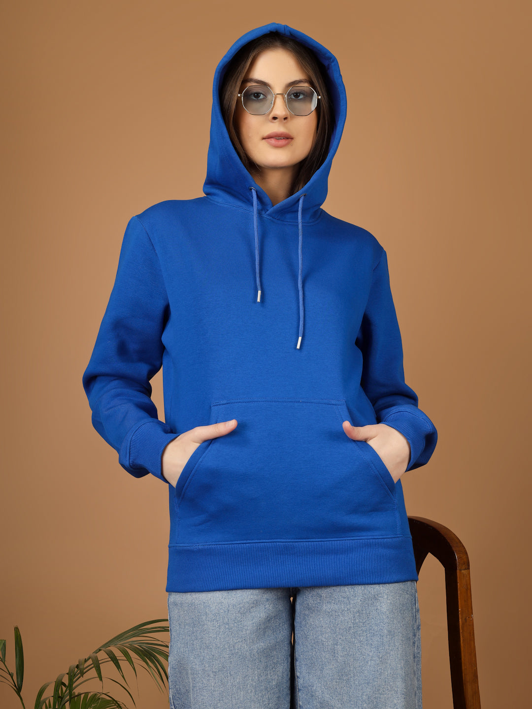 Solid Winter Hoodie – Women | Bright Blue | Warm & Stylish Pullover Sweatshirt