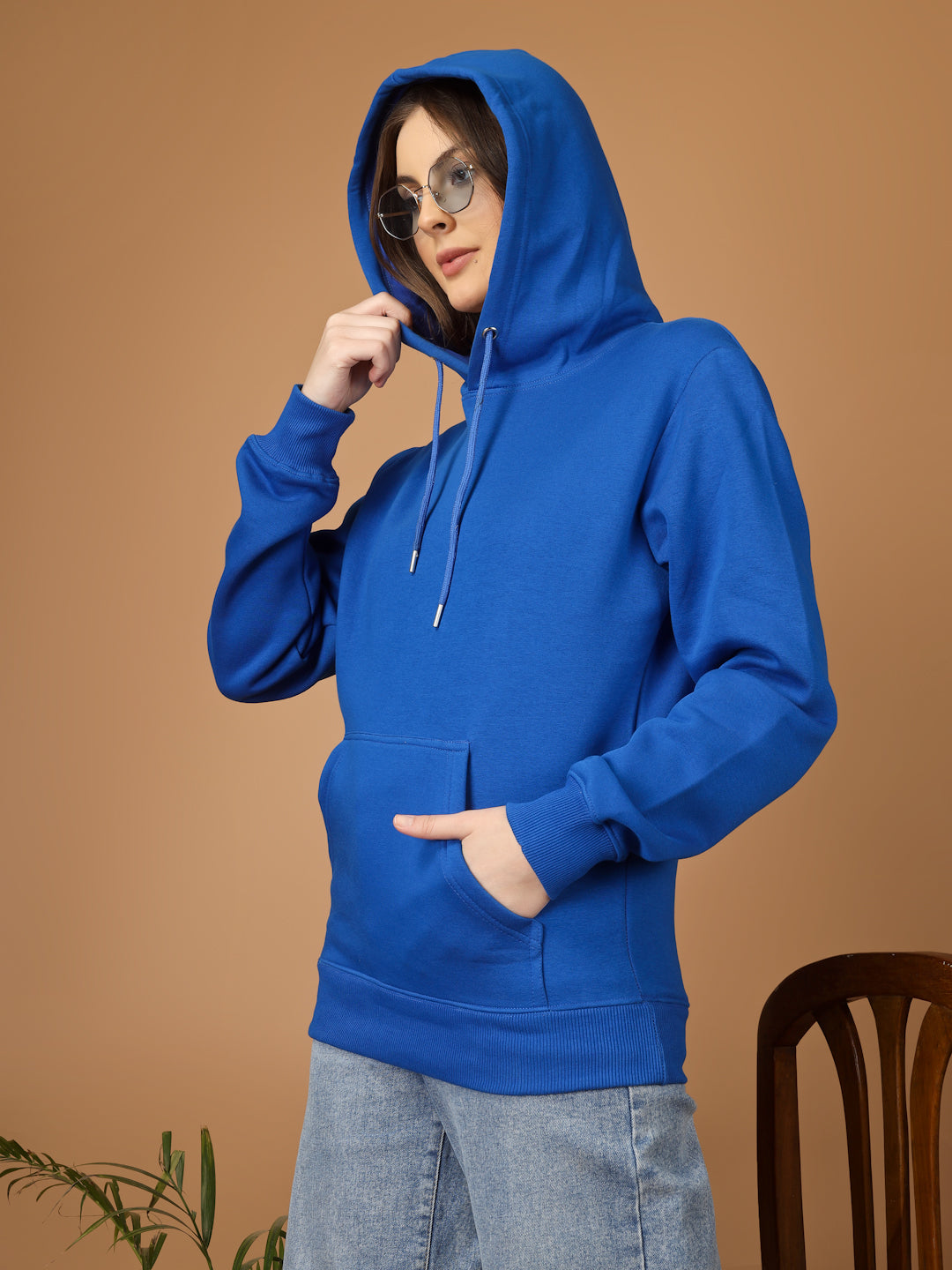 Solid Winter Hoodie – Women | Bright Blue | Warm & Stylish Pullover Sweatshirt