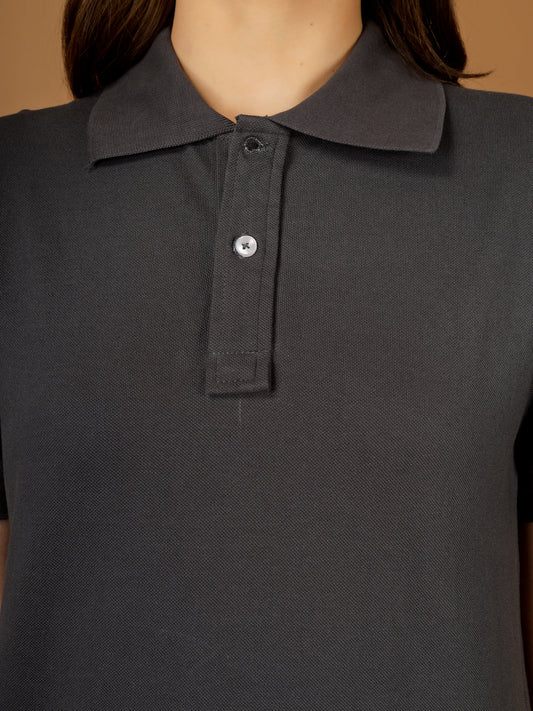 Polo T-Shirt – Women | Smokey Grey |  Casual & Smart Collared Tees