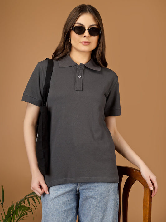 Polo T-Shirt – Women | Smokey Grey |  Casual & Smart Collared Tees