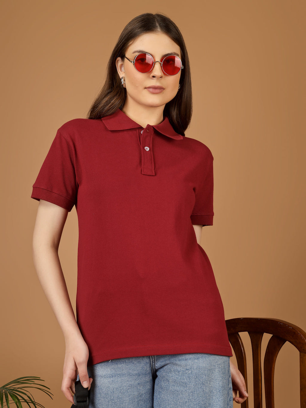 Polo T-Shirt – Women | Moody Maroon | Casual & Smart Collared Tees