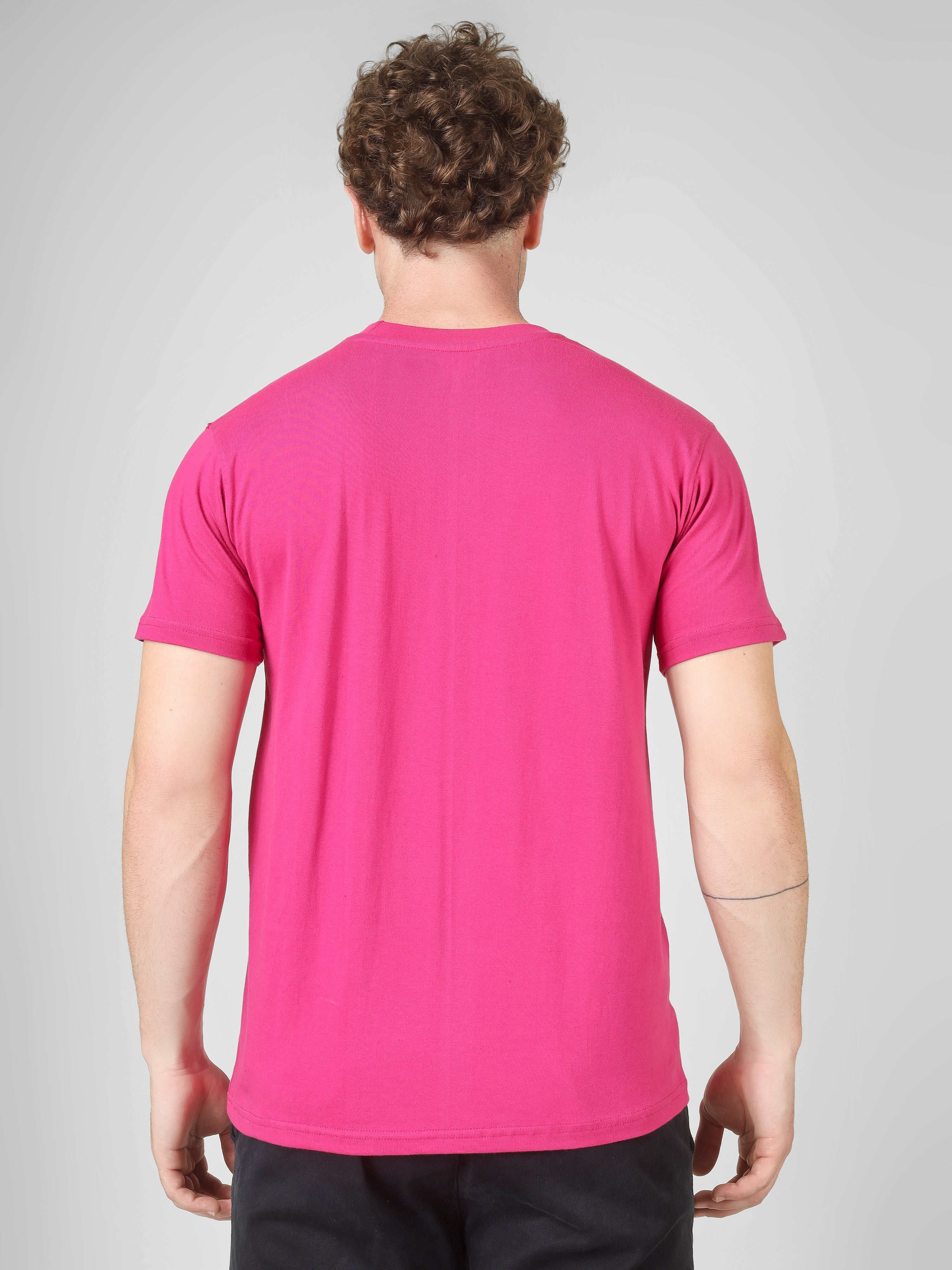 100% Cotton Solid T-Shirt – Men | Pretty Pink