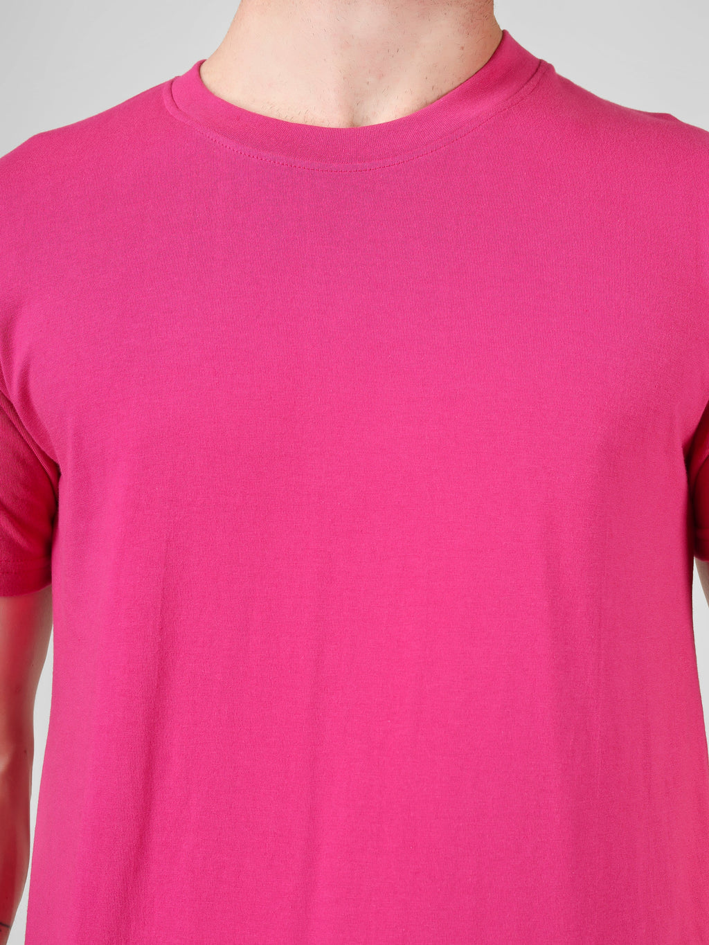 100% Cotton Solid T-Shirt – Men | Pretty Pink