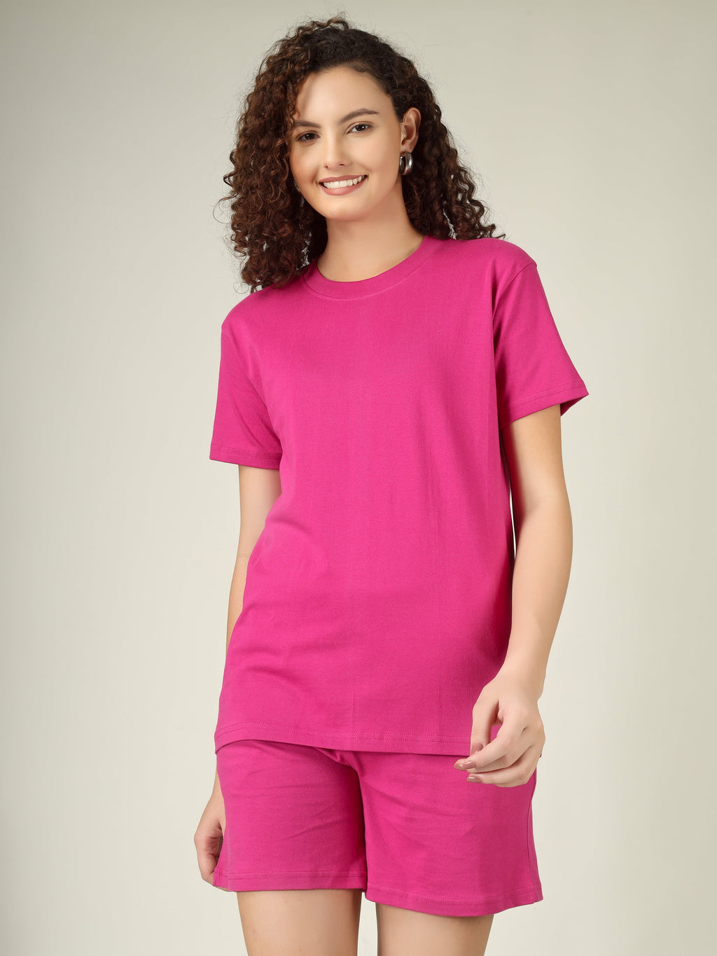 Regular Co-ord Set-Solid | 100% Cotton – Women | Pretty Pink