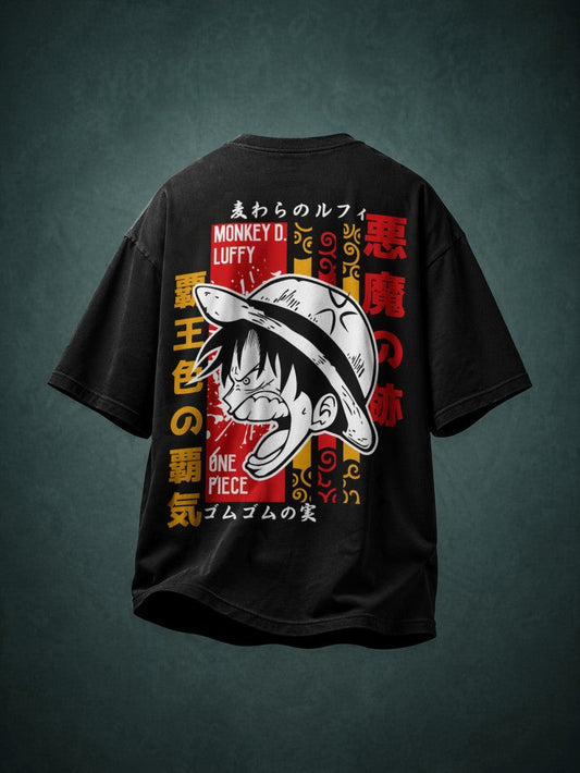 One Piece Monkey D Luffy Drop-Shoulder T-Shirt – Men & Women | Black
